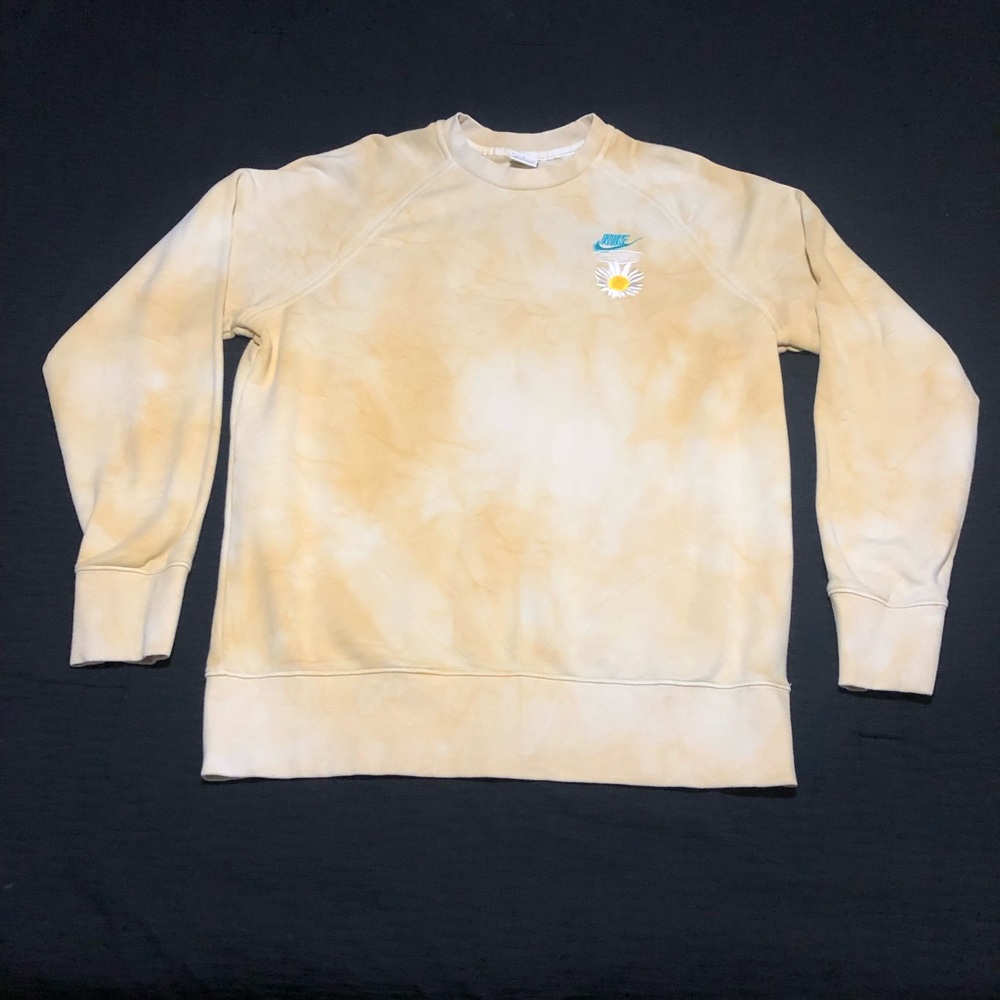 Nike Sportswear Sweatshirt Crewneck Have A Nike Day Tie Dye Yellow Gold Size L